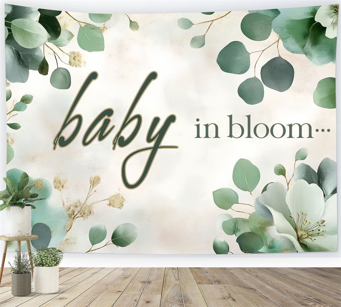 Backdrops Baby Shower Floral Grün Baby Ankunft Backdrop CSH2-158