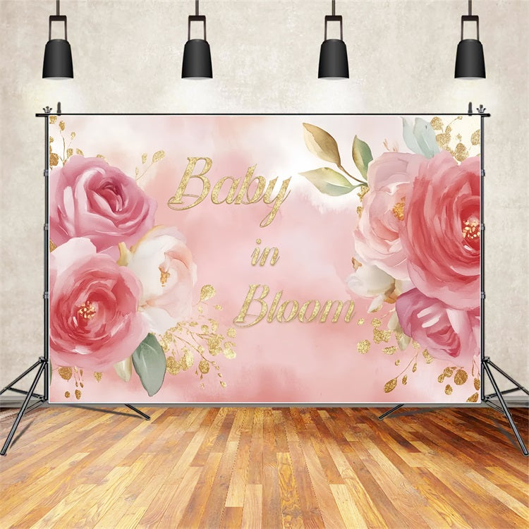 Baby Shower Blumen Hintergrund Ideen Gold Glitter Hintergrund CSH2-163