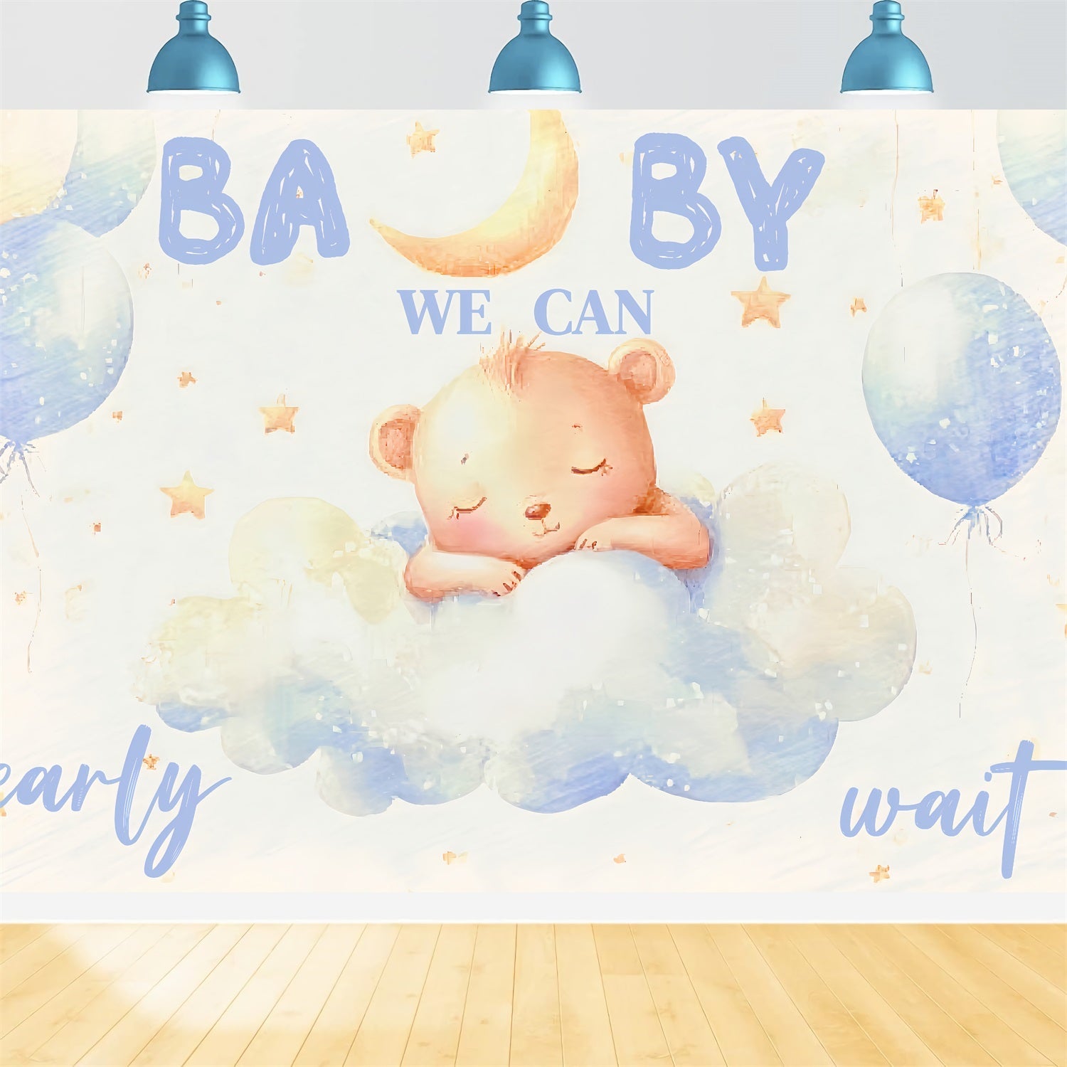 Baby Shower Bär Backdrop Wolken Sterne Backdrop CSH2-164
