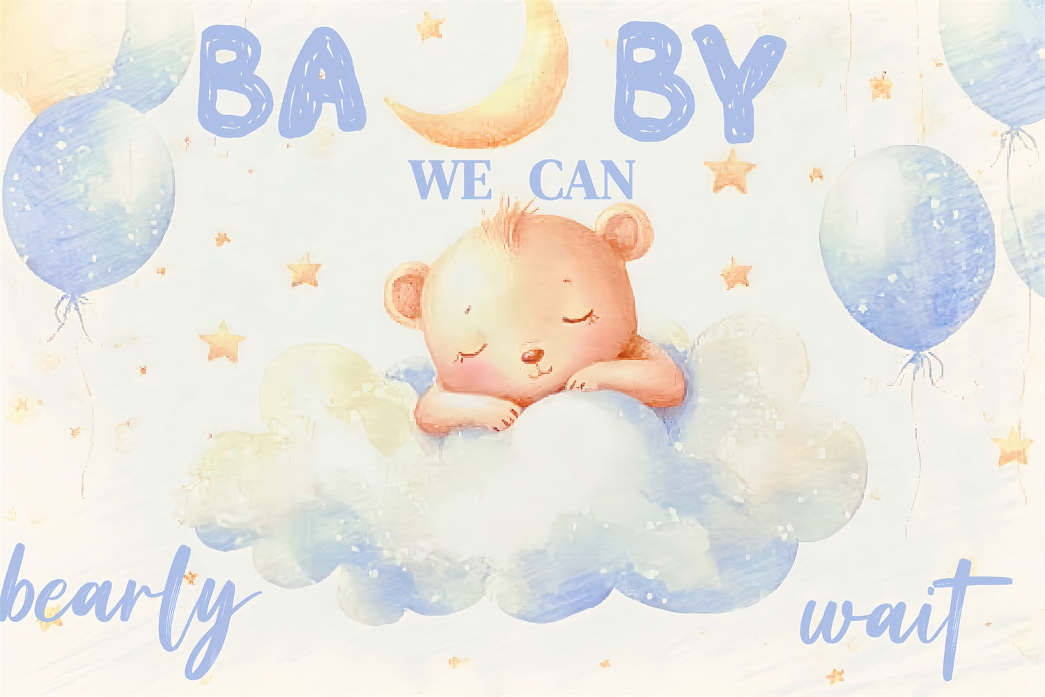 Baby Shower Bär Backdrop Wolken Sterne Backdrop CSH2-164