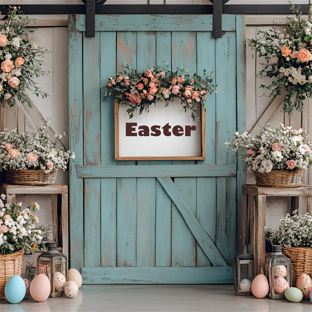 Fotografie Backdrop Ostern Floral Tür Bunte Eier Backdrop CSH2-17