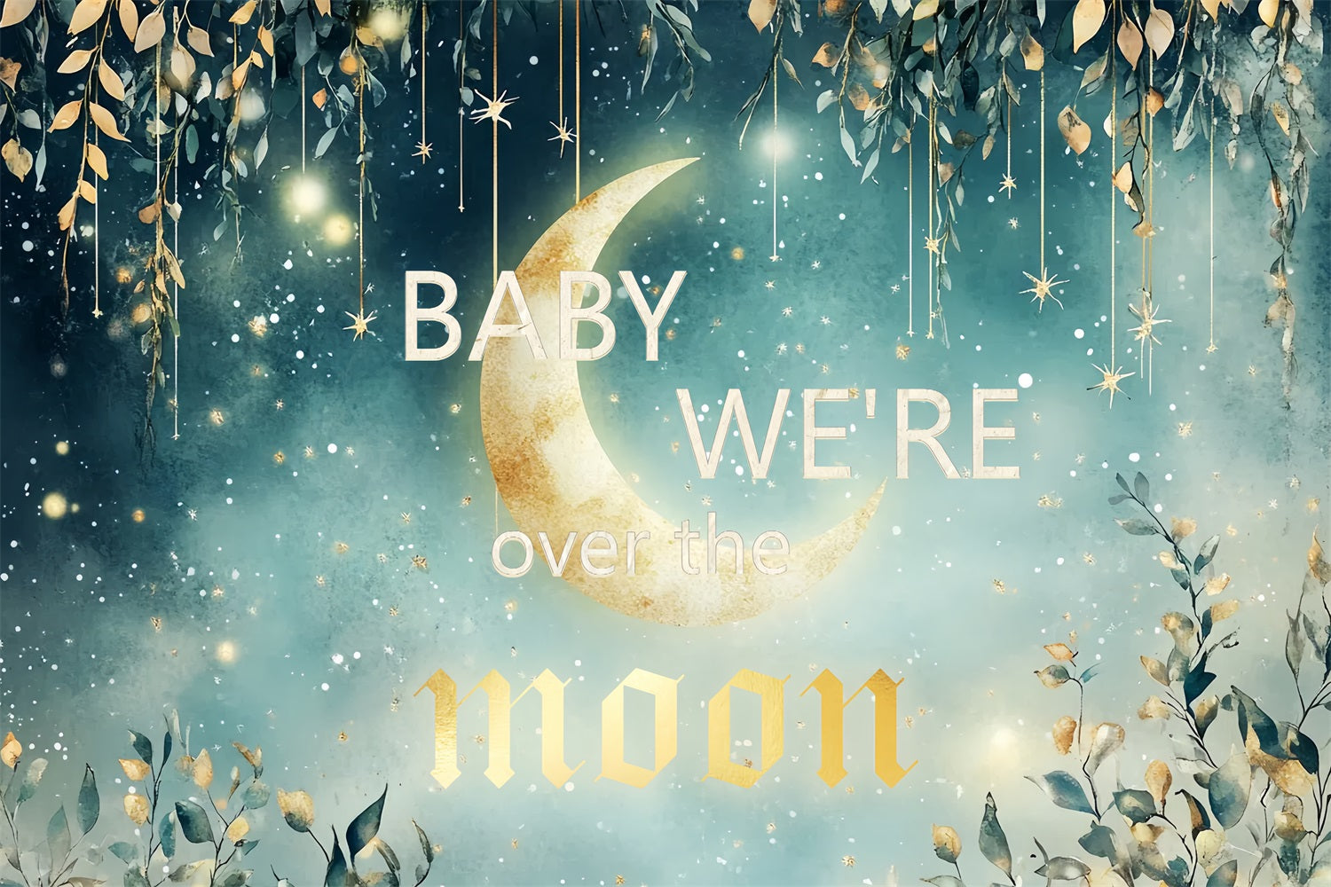 Mond und Sterne Backdrop für Baby Shower Hanging Foliage Backdrop CSH2-171