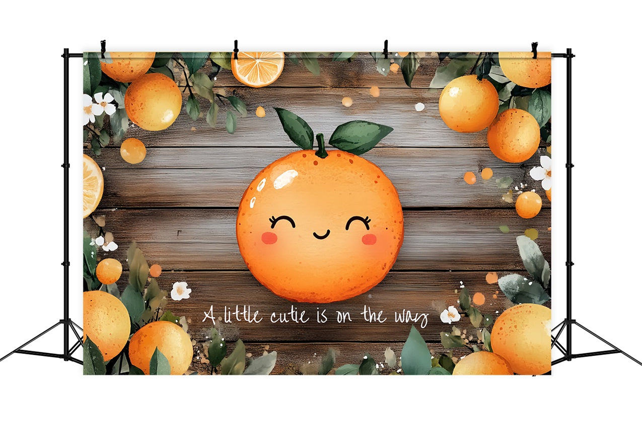 Holz-Hintergrund Baby Dusche Orangen Floral Akzente Hintergrund CSH2-174