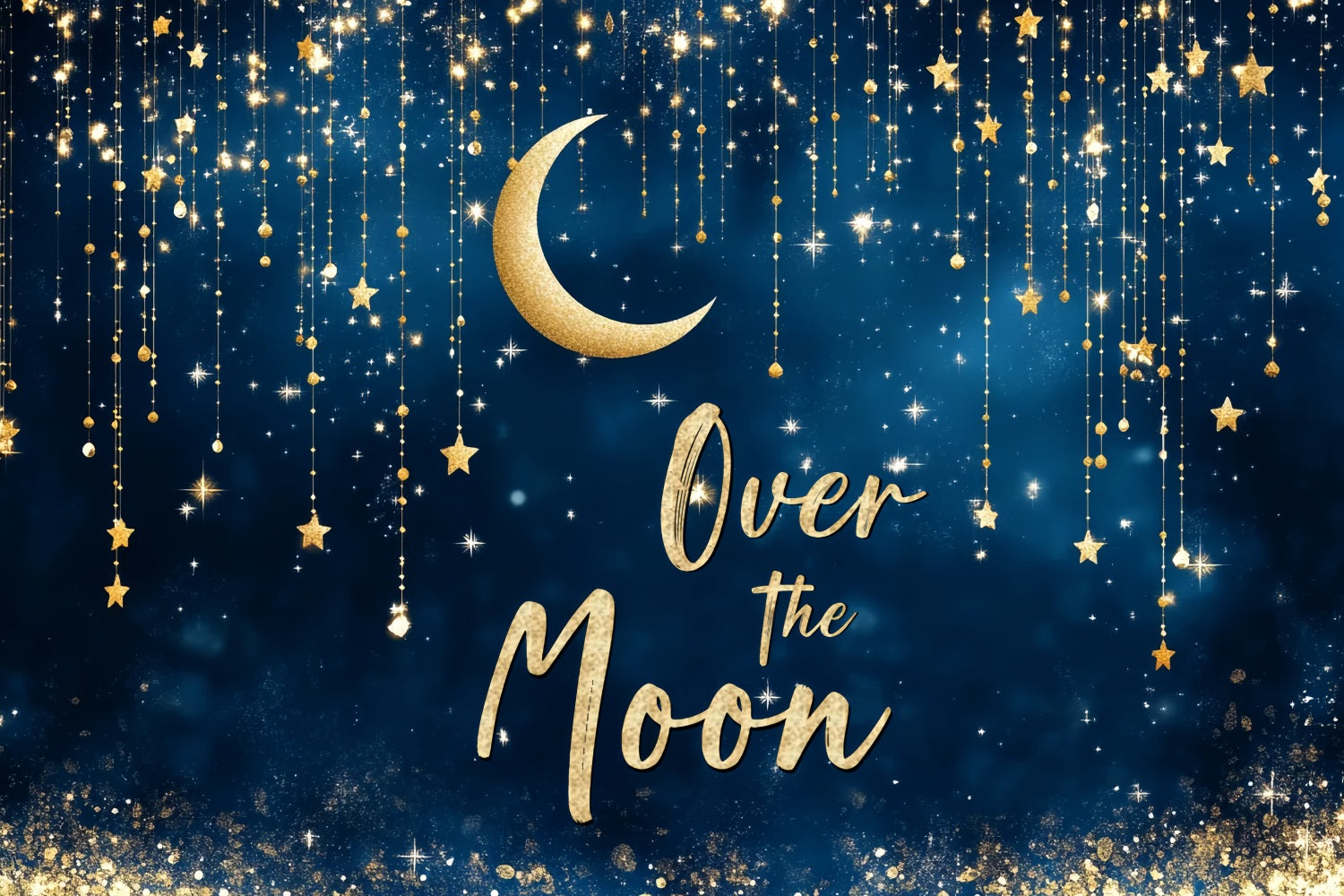 Fotohintergrund für Baby Shower Gold Mond Sternennacht Hintergrund CSH2-180