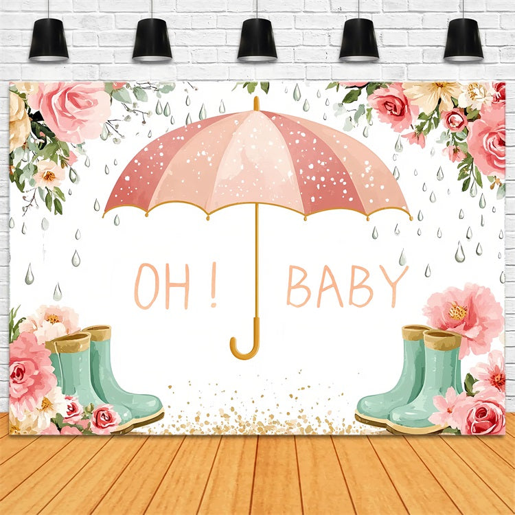 Fotohintergrund für Baby Shower Floral Umbrella Celebration Backdrop CSH2-181
