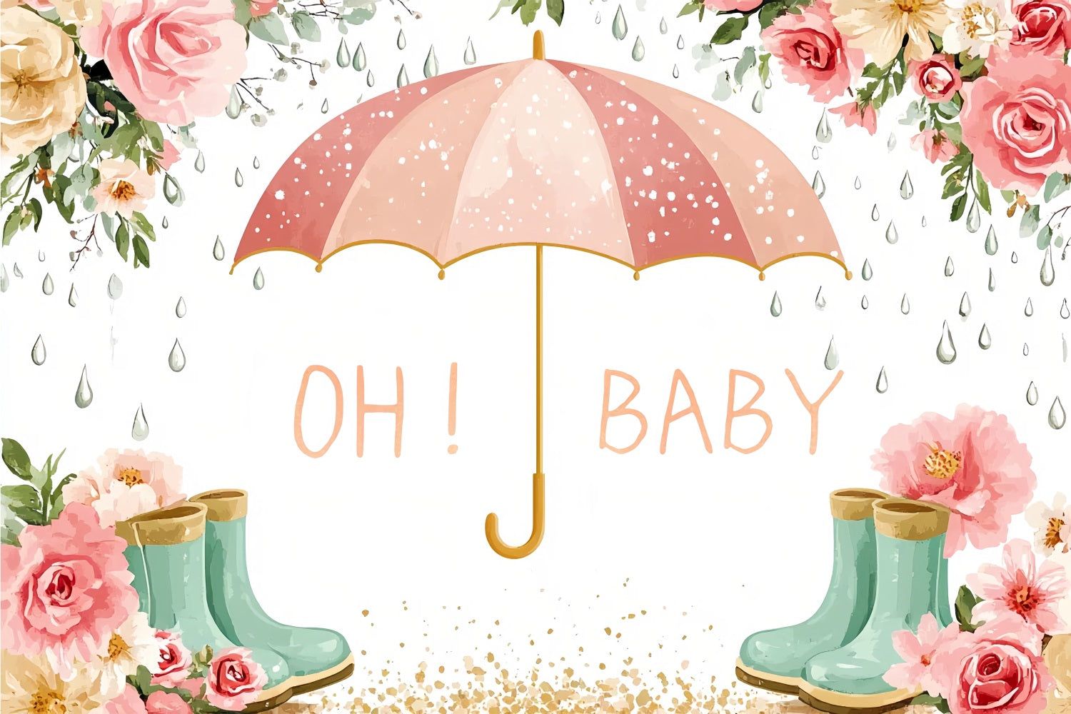 Fotohintergrund für Baby Shower Floral Umbrella Celebration Backdrop CSH2-181