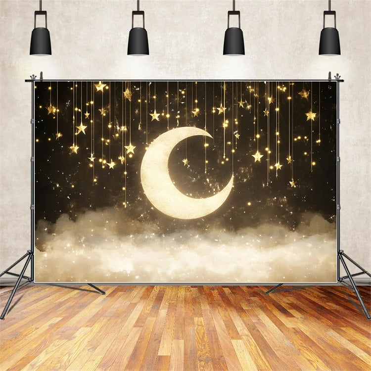 Baby Shower Backdrop Ideen Dreamy Glittering Moon Stars Backdrop CSH2-183