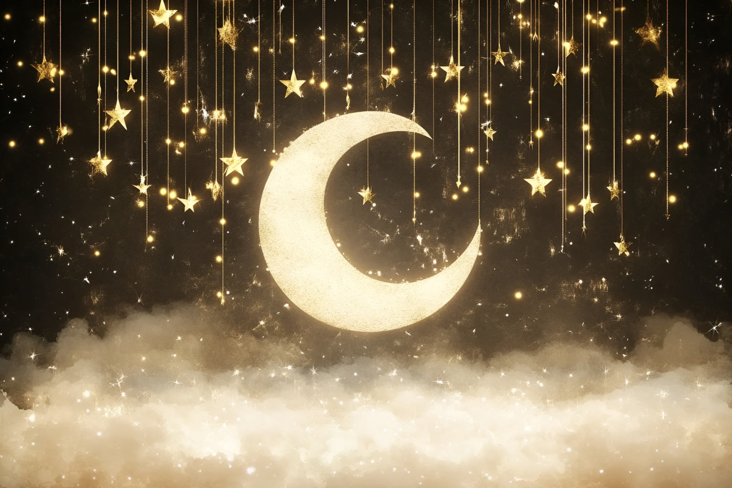 Baby Shower Backdrop Ideen Dreamy Glittering Moon Stars Backdrop CSH2-183