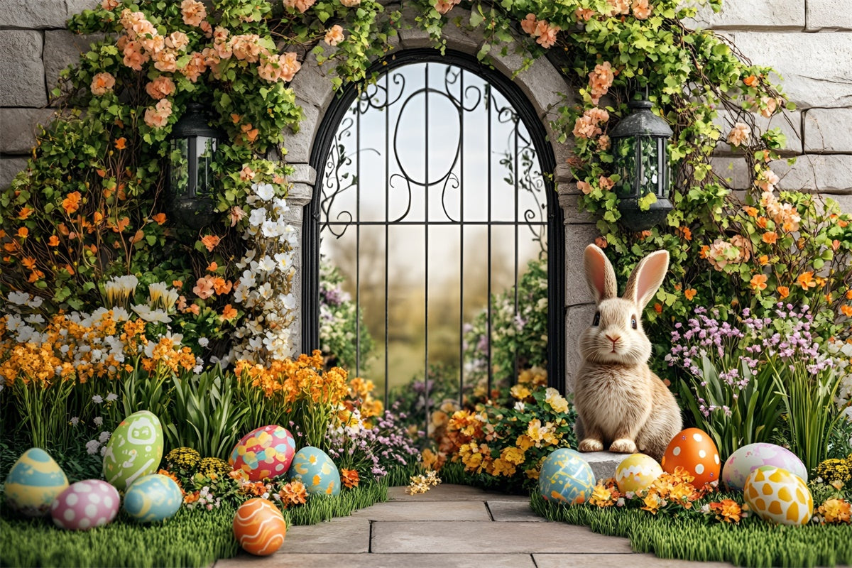 Ostern Backdrops Ideen Floral Bogengang Gemalte Eier Backdrop CSH2-19