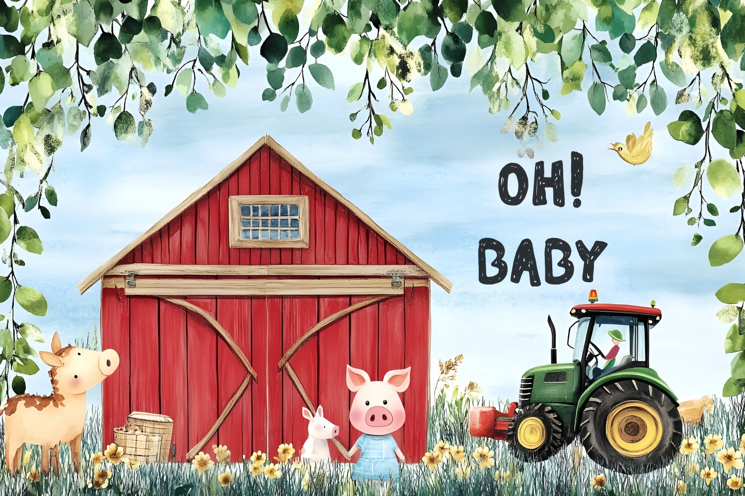Fotohintergrund für Baby-Dusche Scheune Baby Willkommen Hintergrund CSH2-192
