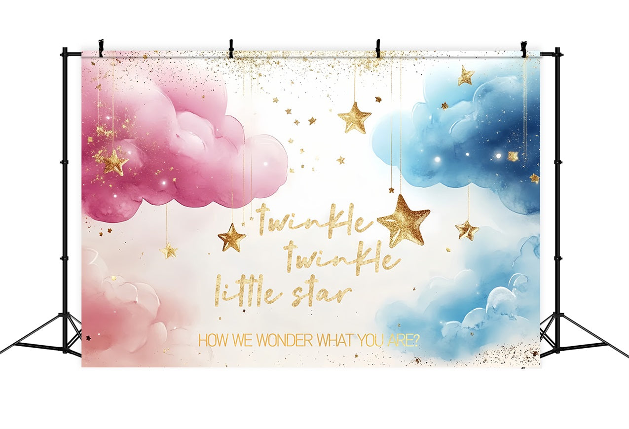 Baby Shower Fotohintergrund Sterne Wolken Baby Reveal Hintergrund CSH2-193