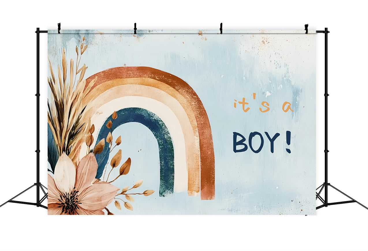 Baby Shower Backdrop Vintage Regenbogen Junge Geschlecht Reveal Hintergrund CSH2-194