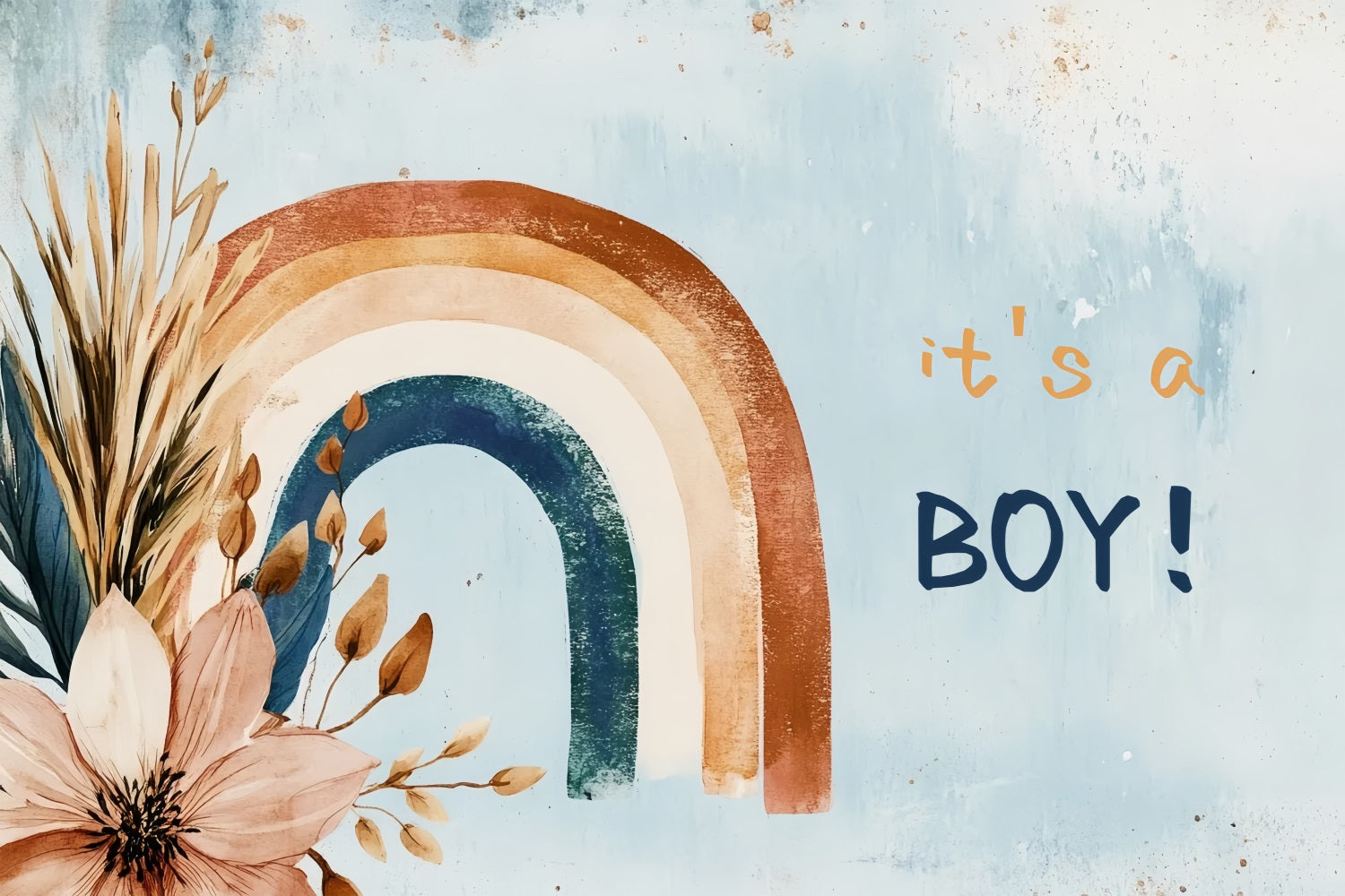 Baby Shower Backdrop Vintage Regenbogen Junge Geschlecht Reveal Hintergrund CSH2-194