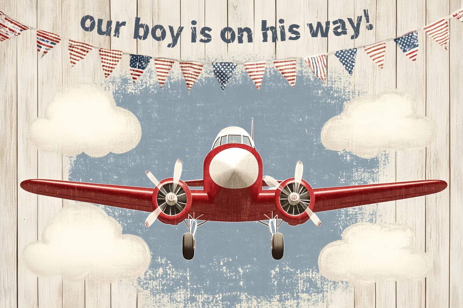 Baby Shower Backdrop Junge Vintage Flugzeug Baby Ankunft Hintergrund CSH2-202