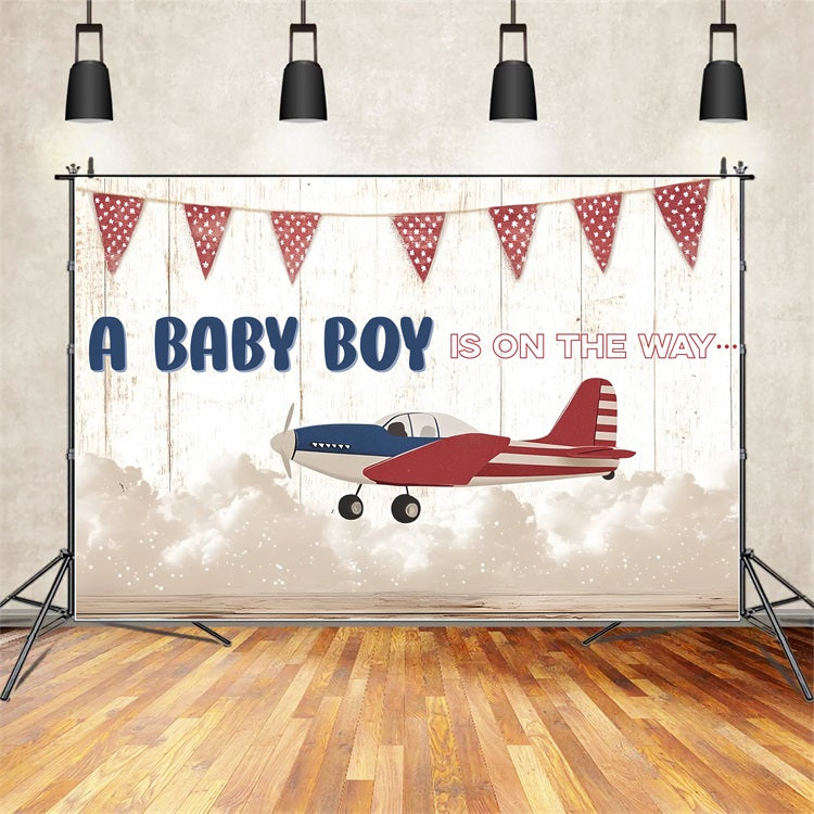Backdrop für Baby Shower Baby Boy's Sky High Welcome Backdrop CSH2-203
