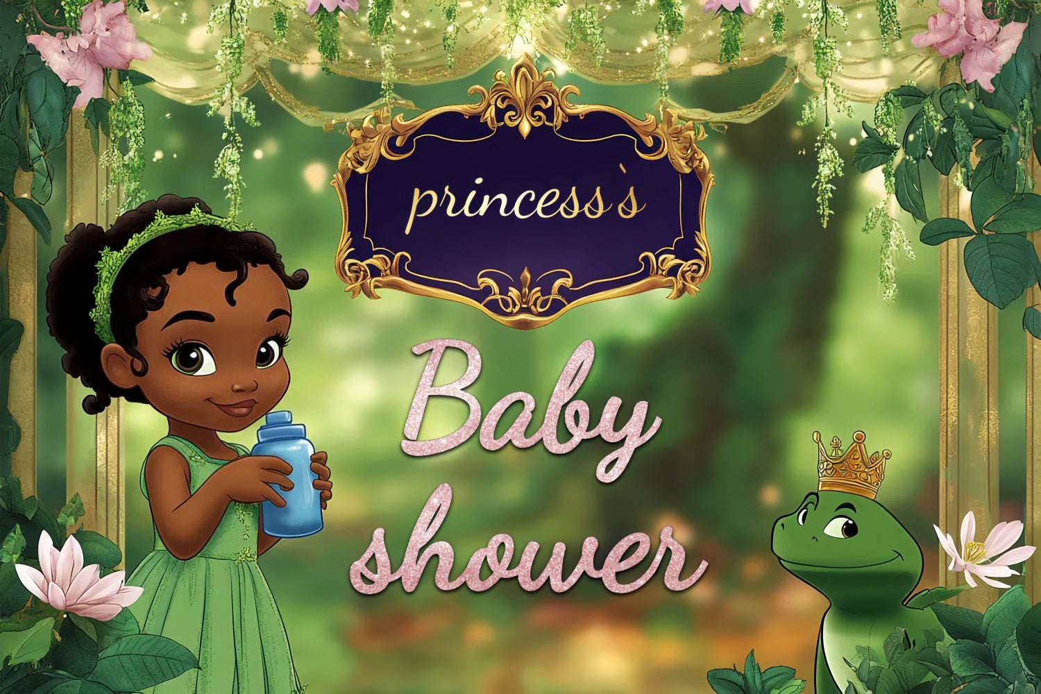 Baby-Dusche-Fotokulisse Enchanted Forest Prinzessin Hintergrund CSH2-208