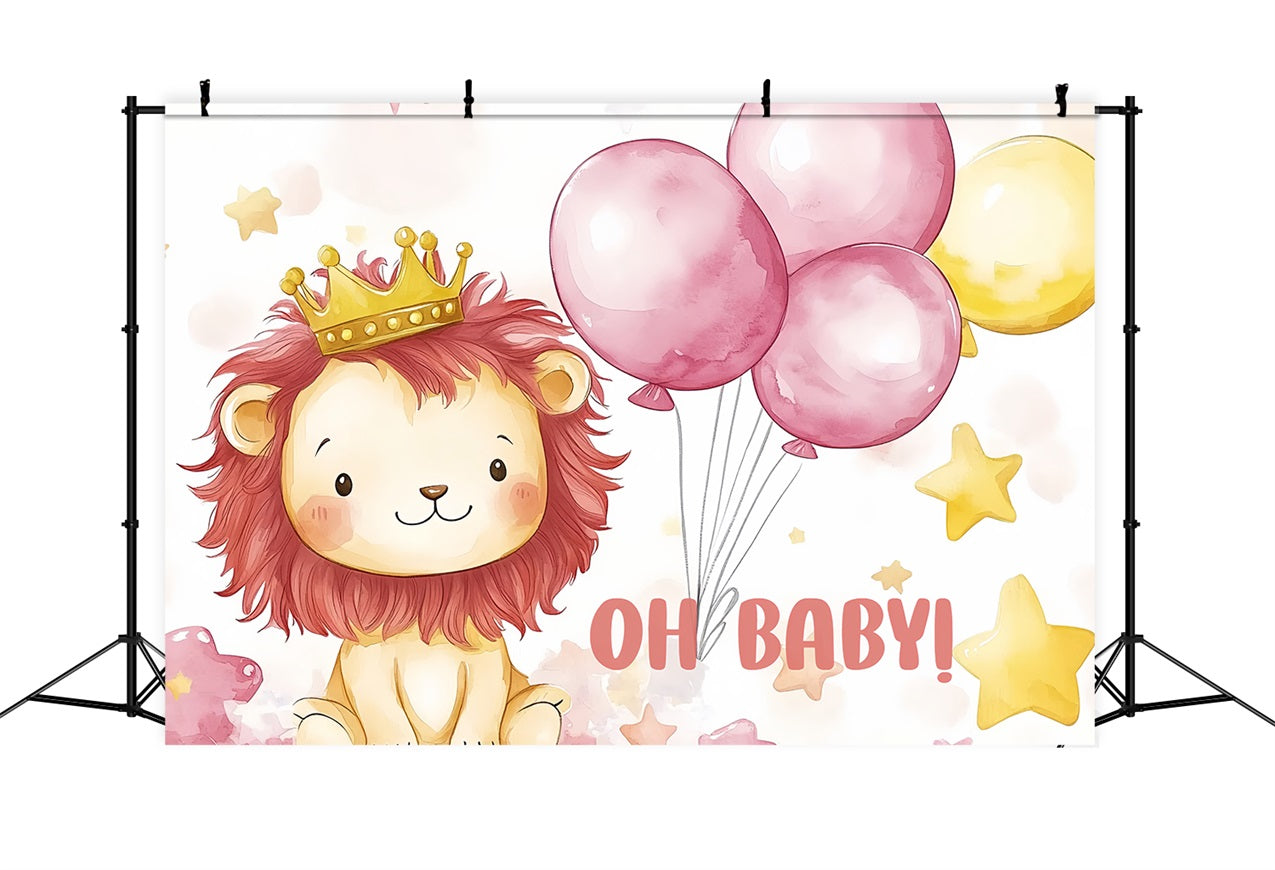 Fotohintergrund für Baby Dusche Adorable Lion Ballon Hintergrund CSH2-209