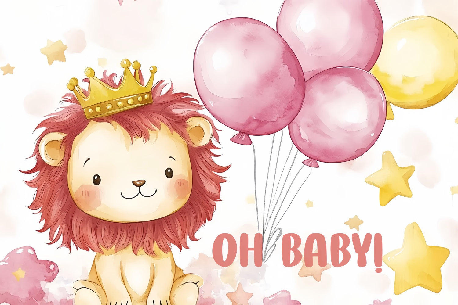 Fotohintergrund für Baby Dusche Adorable Lion Ballon Hintergrund CSH2-209