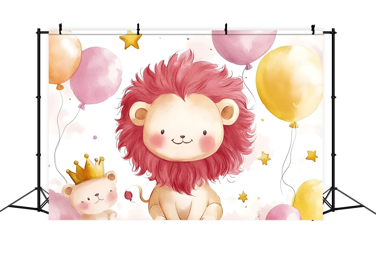Backdrops für Baby Shower Verspielter Löwe Teddy Baby Hintergrund CSH2-210