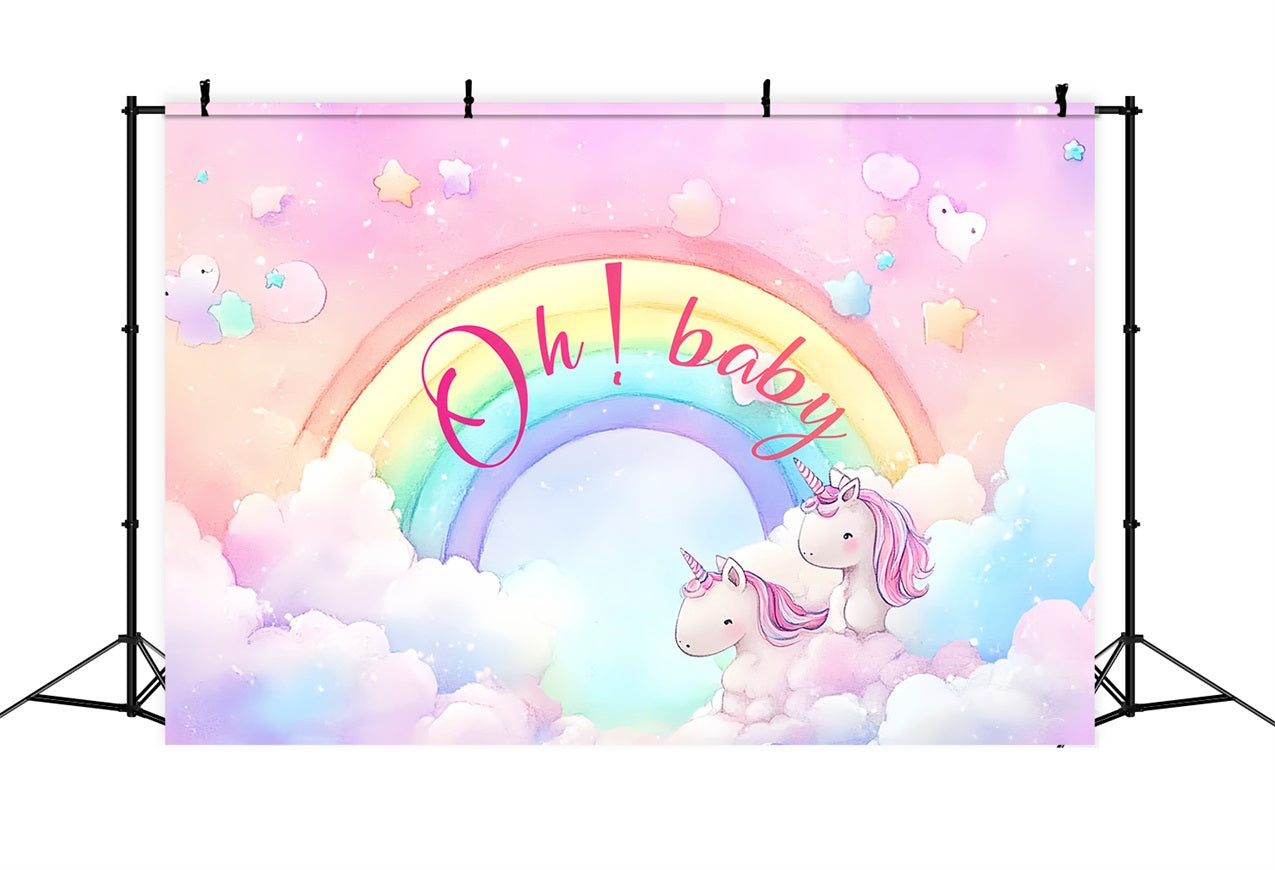 Baby Shower Backdrops Magisches Einhorn Regenbogen Wunderland Backdrop CSH2-212