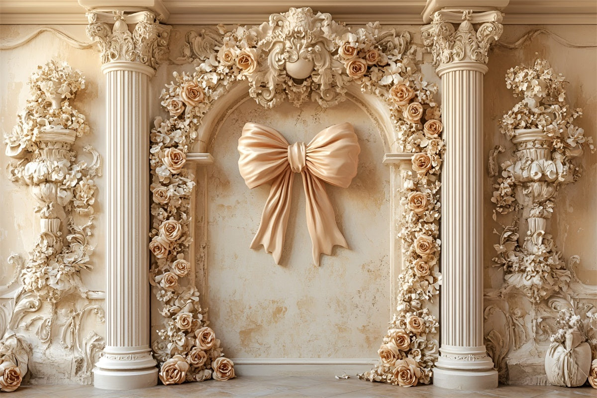 Blume Wand Hintergrund Romantische Elfenbein Rose Bogen Hintergrund CSH2-219