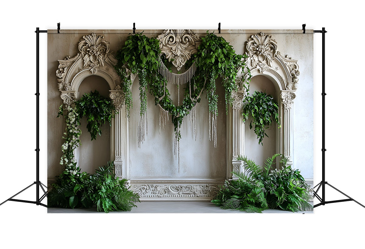 Vintage Wandhintergrund Grün drapiert Vintage Bogen Hintergrund CSH2-225