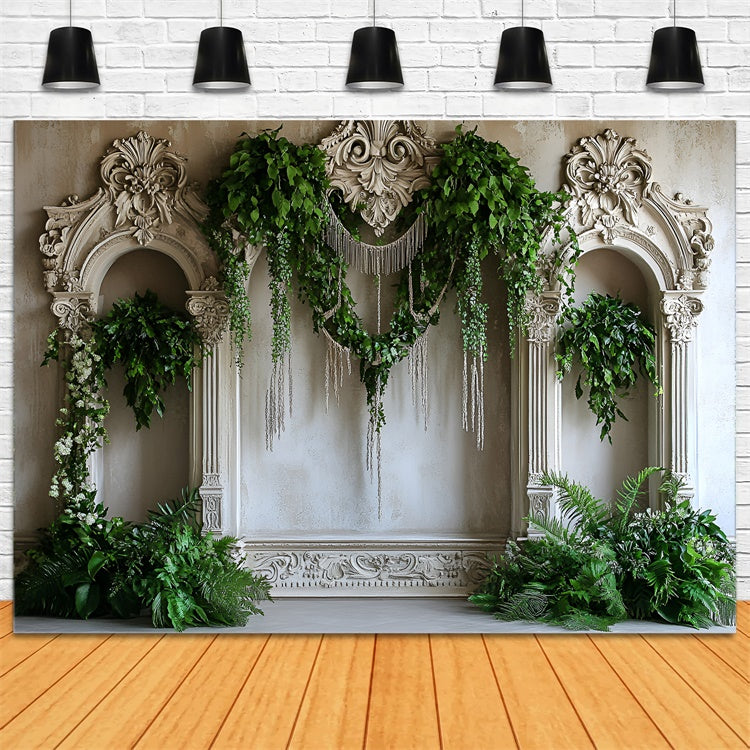 Vintage Wandhintergrund Grün drapiert Vintage Bogen Hintergrund CSH2-225