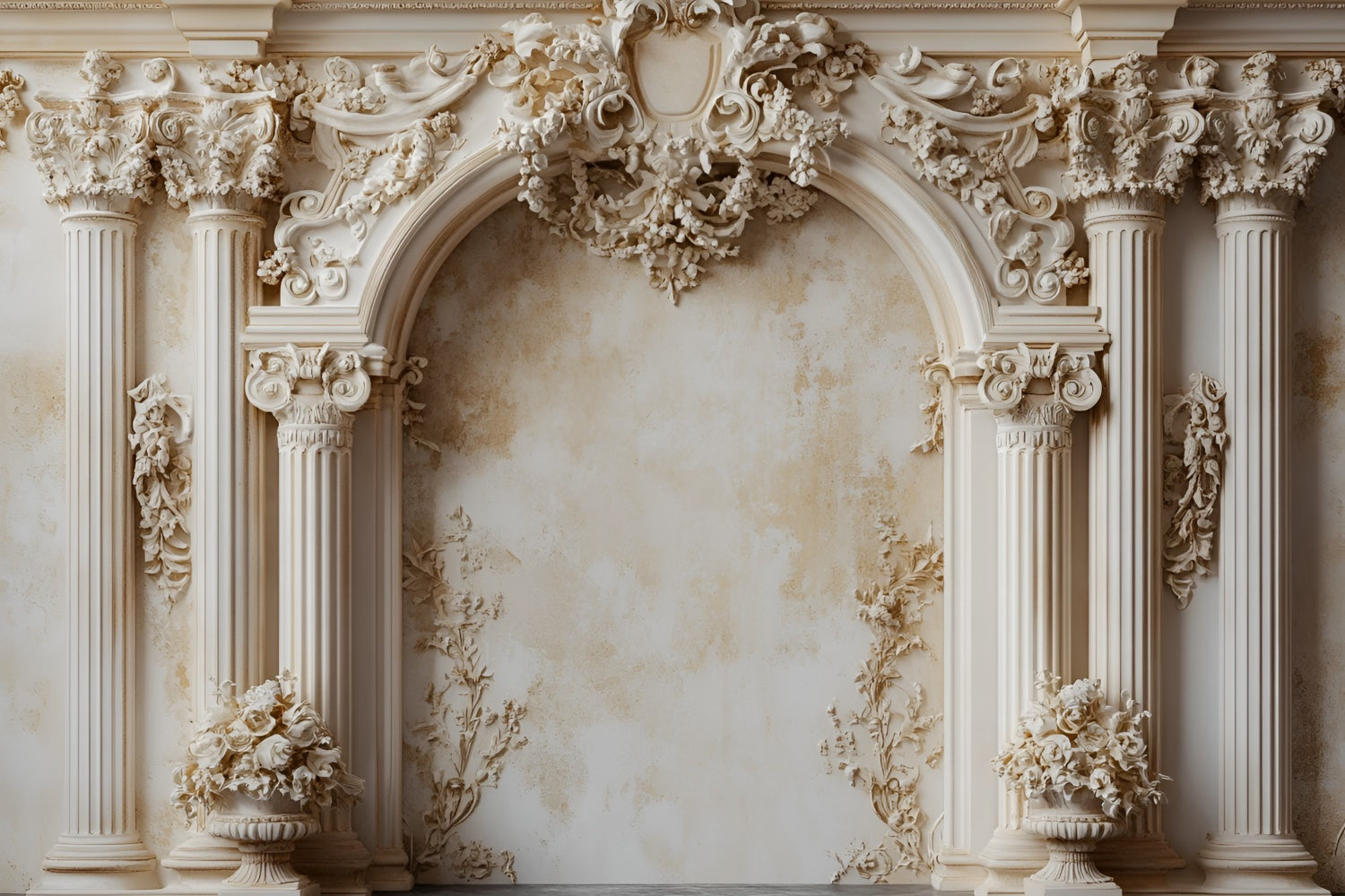 Vintage Wand Hintergrund klassische Säulen Creme Bogen Hintergrund CSH2-234