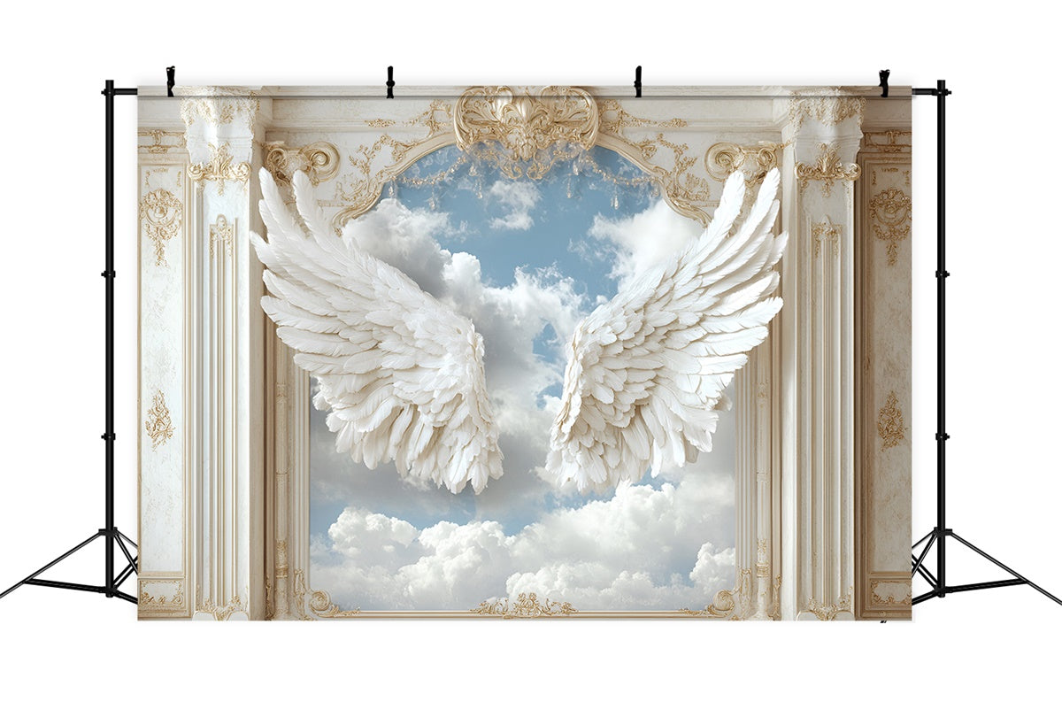 Vintage Wandhintergrund weiß Engelsflügel Himmel Hintergrund CSH2-240