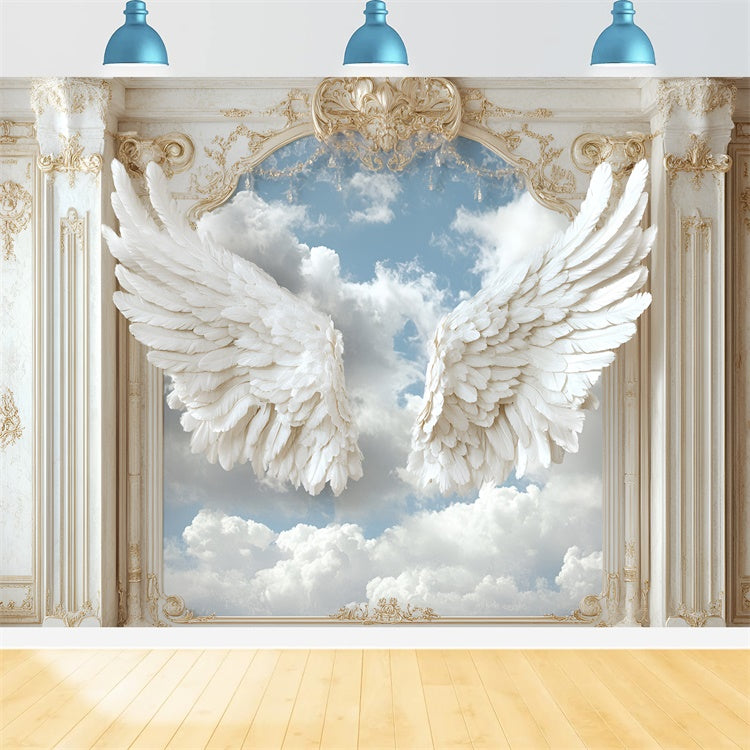 Vintage Wandhintergrund weiß Engelsflügel Himmel Hintergrund CSH2-240