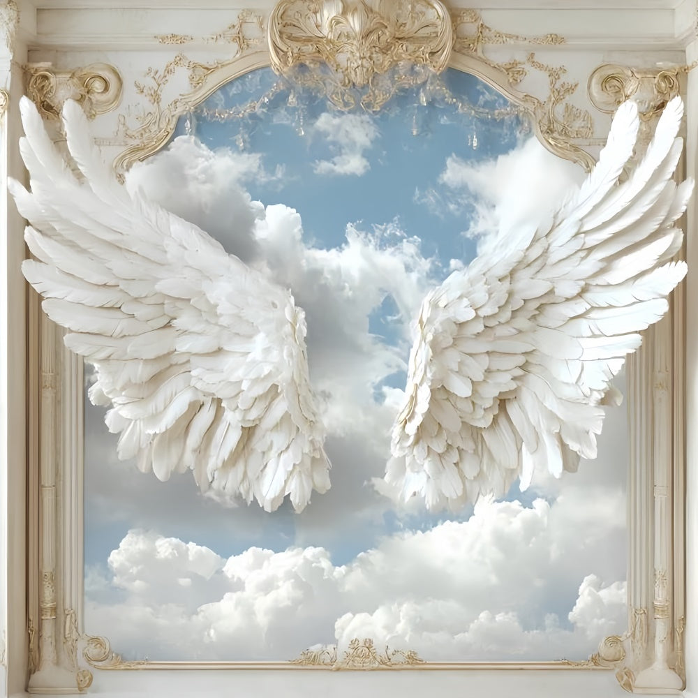 Vintage Wandhintergrund weiß Engelsflügel Himmel Hintergrund CSH2-240