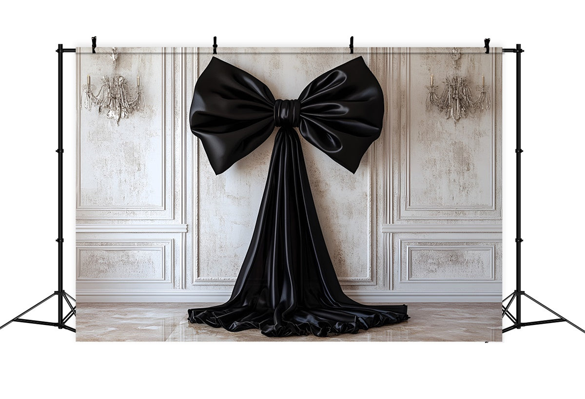 Vintage Wall Backdrop Elegant Schwarz Satin Schleife Hintergrund CSH2-242