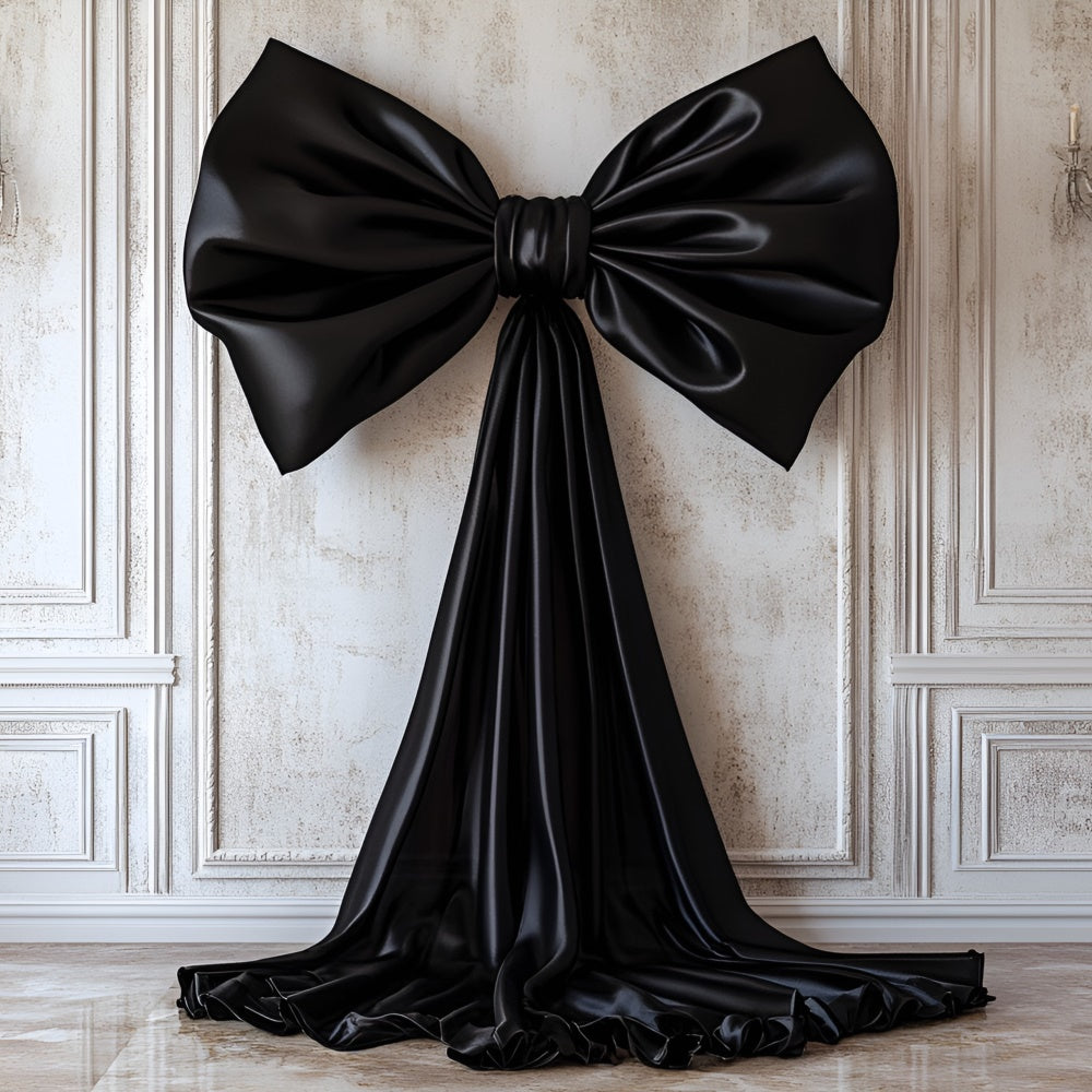 Vintage Wall Backdrop Elegant Schwarz Satin Schleife Hintergrund CSH2-242