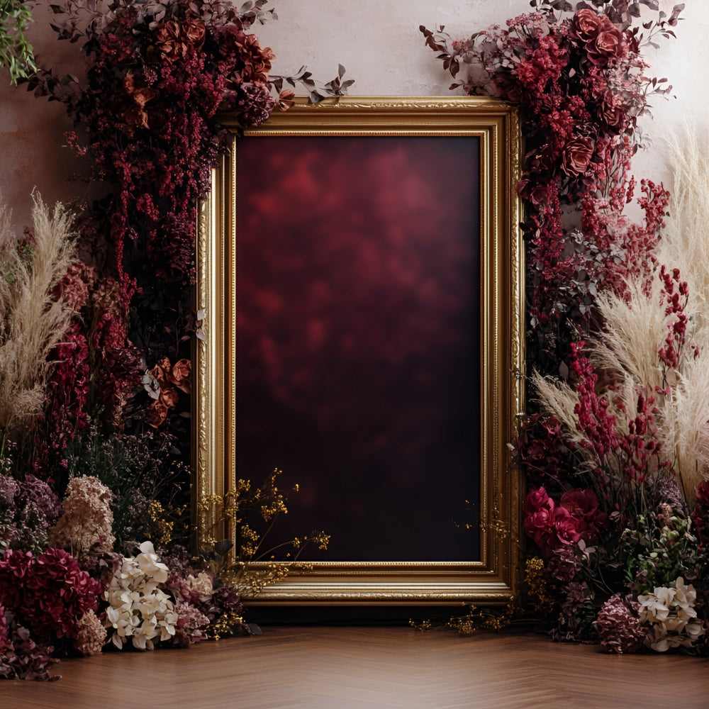 Blume Wand Hintergrund Elegant Crimson Floral Frame Hintergrund CSH2-243