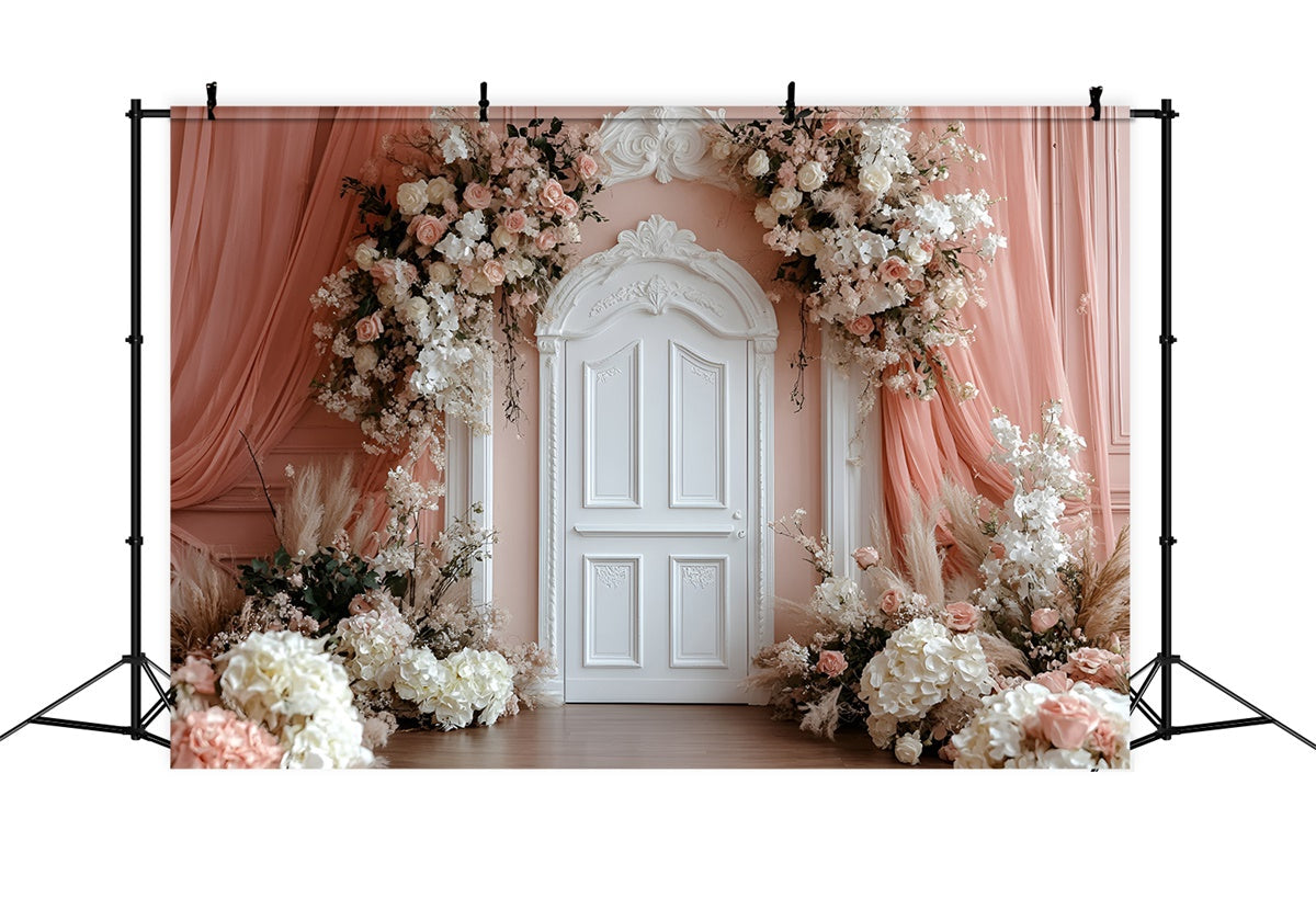 Blume Wand Hintergrund Pfirsich florale Tür Hintergrund CSH2-244