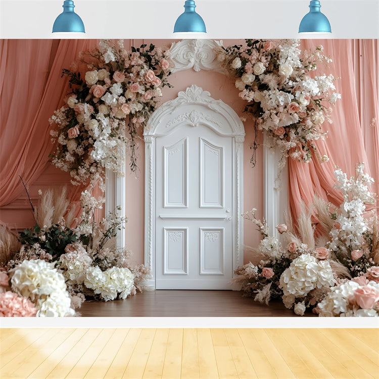 Blume Wand Hintergrund Pfirsich florale Tür Hintergrund CSH2-244