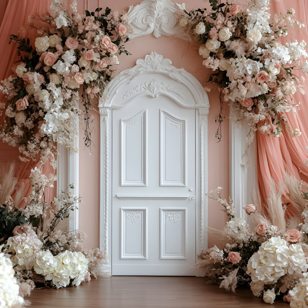 Blume Wand Hintergrund Pfirsich florale Tür Hintergrund CSH2-244