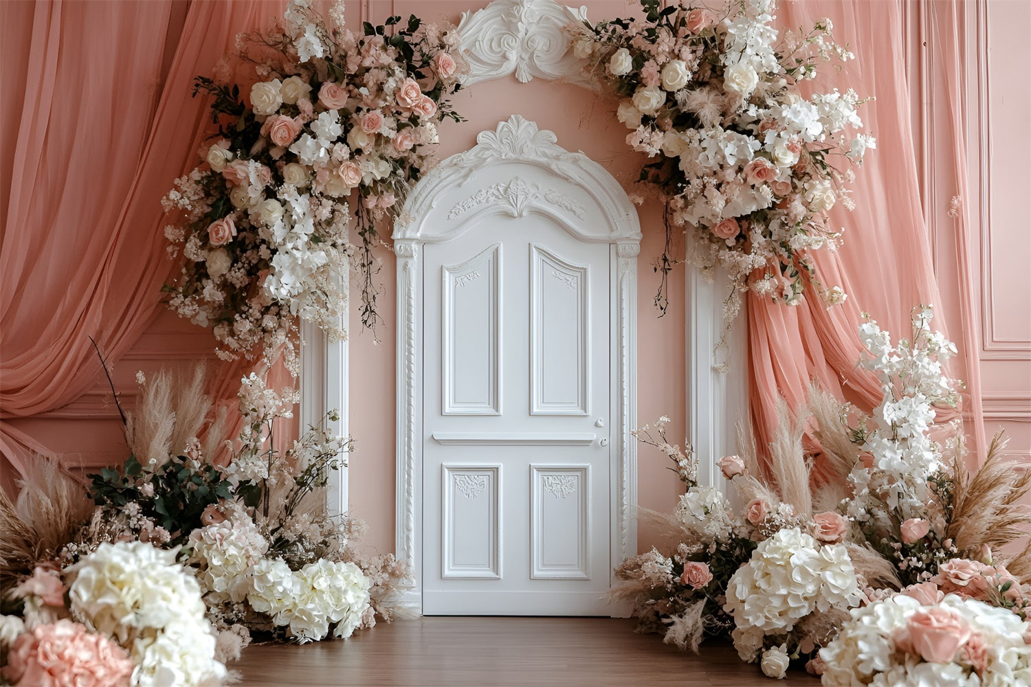 Blume Wand Hintergrund Pfirsich florale Tür Hintergrund CSH2-244