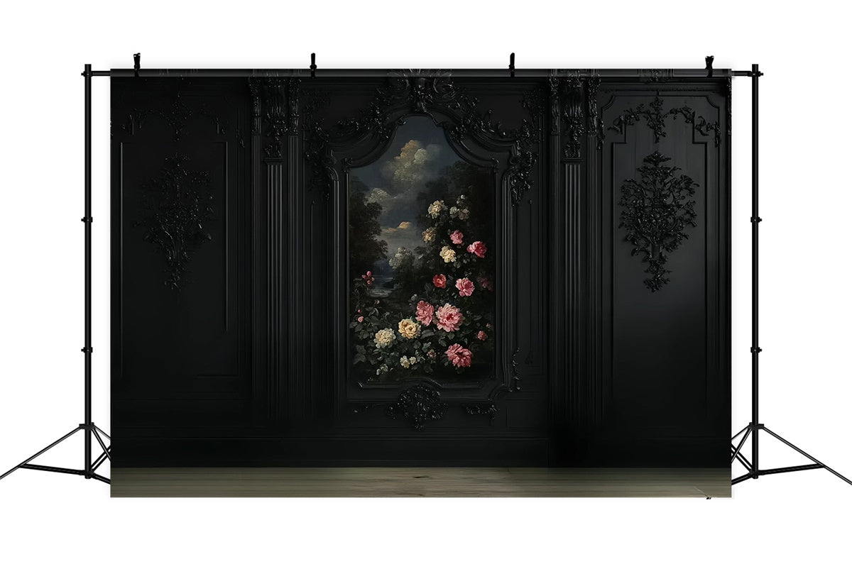 Schwarze Wand Backdrop Floral Rose Wall Black Backdrop CSH2-259