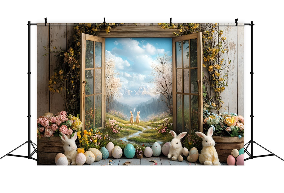 Backdrop für Ostern Vibrant Bunnies Garden Pathway Backdrop CSH2-26