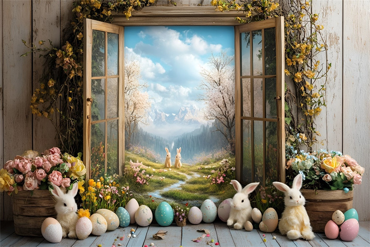 Backdrop für Ostern Vibrant Bunnies Garden Pathway Backdrop CSH2-26