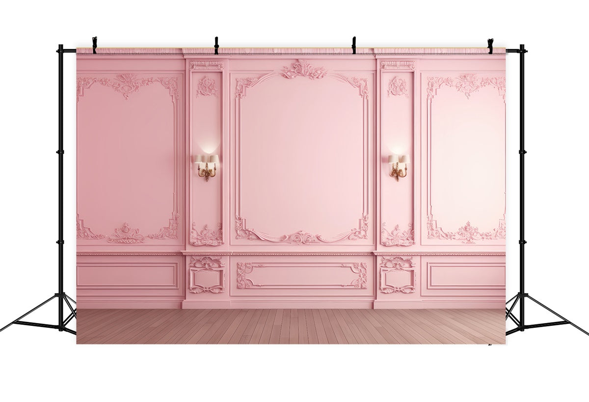 Vintage Wall Backdrop Verschnörkelte Romantische Rosa Wand Hintergrund CSH2-261