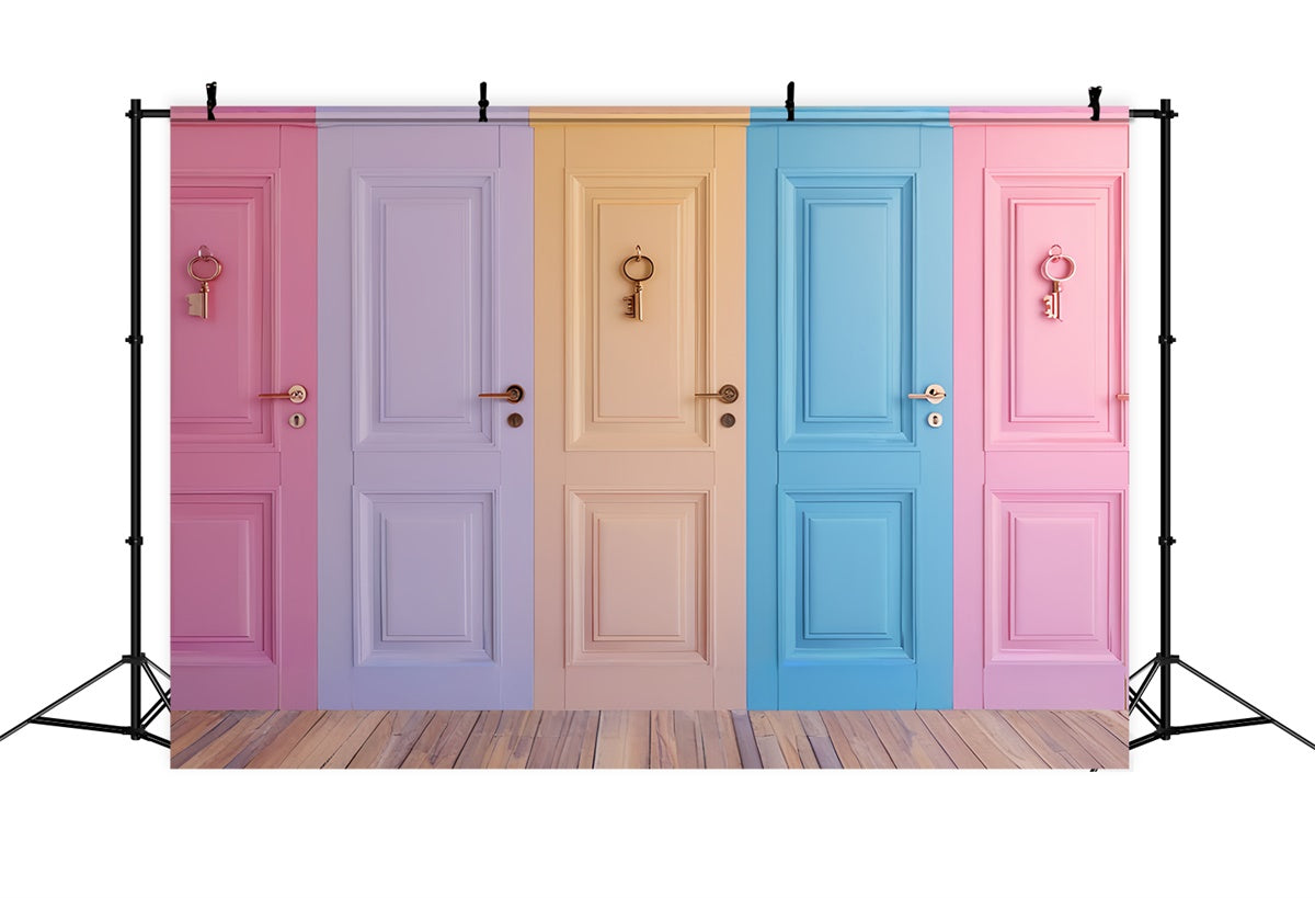 Vintage Wall Backdrop Vibrant Pastell Türen Hintergrund CSH2-263