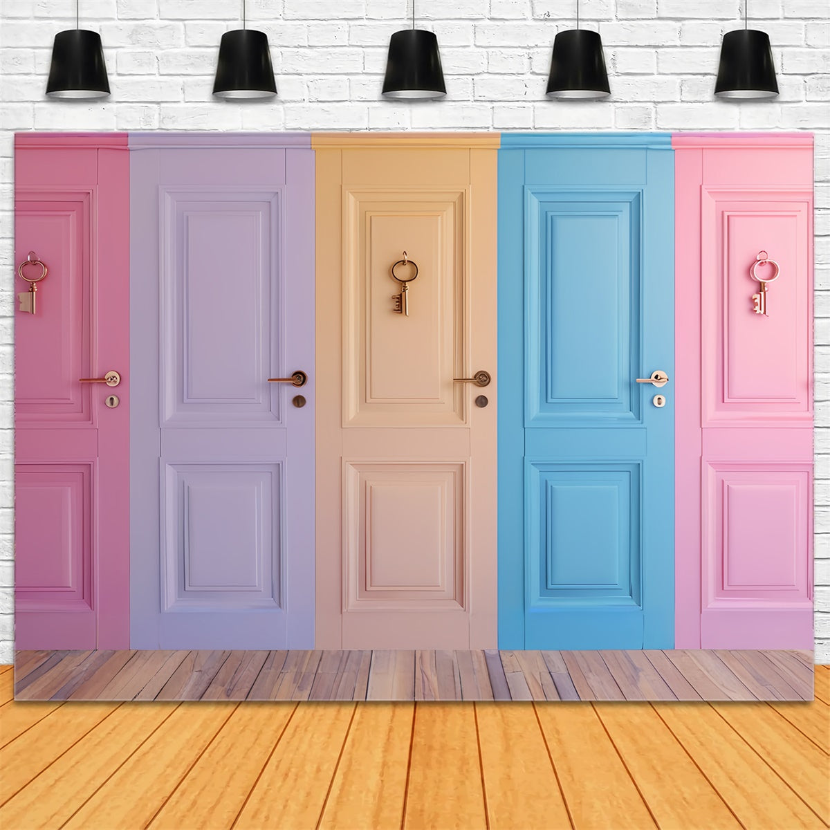 Vintage Wall Backdrop Vibrant Pastell Türen Hintergrund CSH2-263