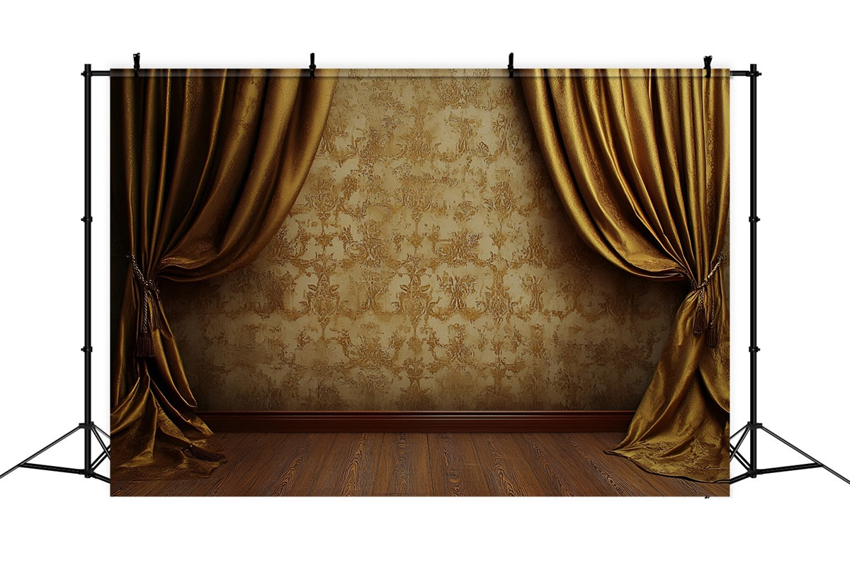 Vintage Wandhintergrund Goldener Samtvorhang Wall Backdrop CSH2-265