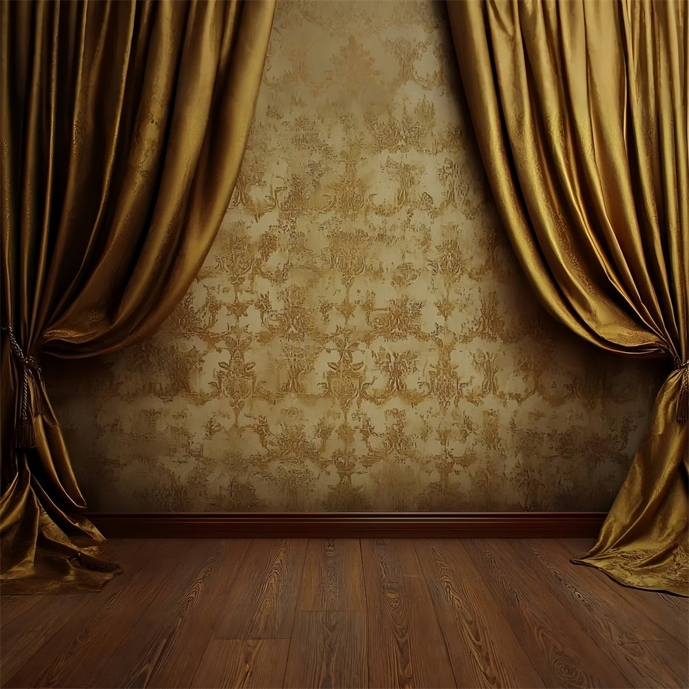Vintage Wandhintergrund Goldener Samtvorhang Wall Backdrop CSH2-265