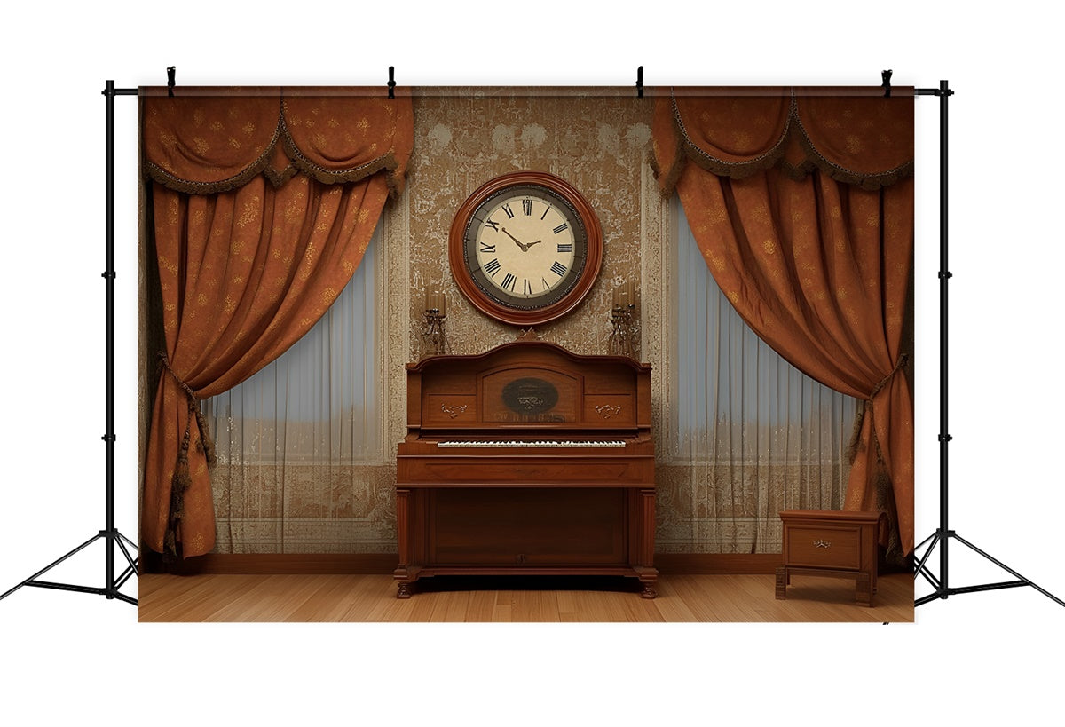 Vintage Wandhintergrund Vintage Arbeitszimmer Klavier Kulisse CSH2-267