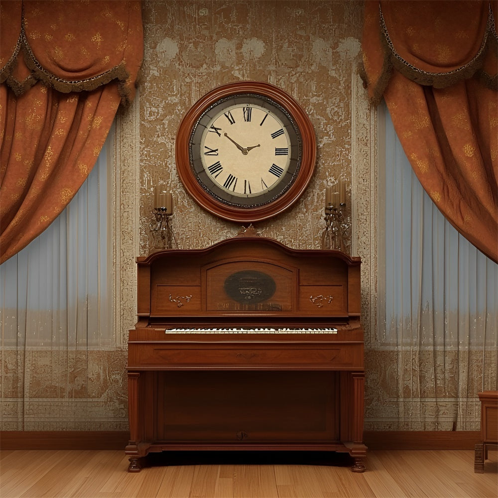 Vintage Wandhintergrund Vintage Arbeitszimmer Klavier Kulisse CSH2-267