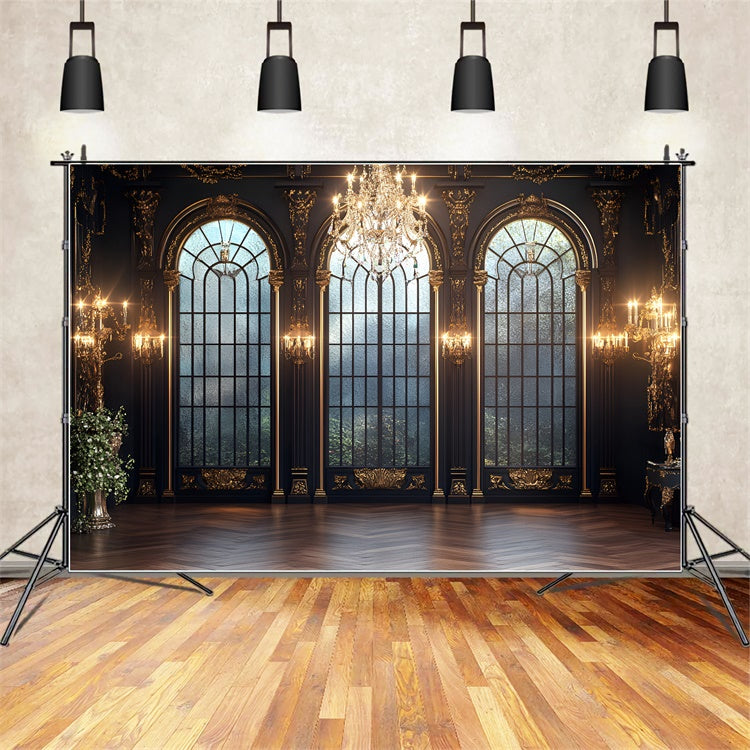 Vintage Wandhintergrund Königlich Ballsaal Bogenfenster Backdrop CSH2-269
