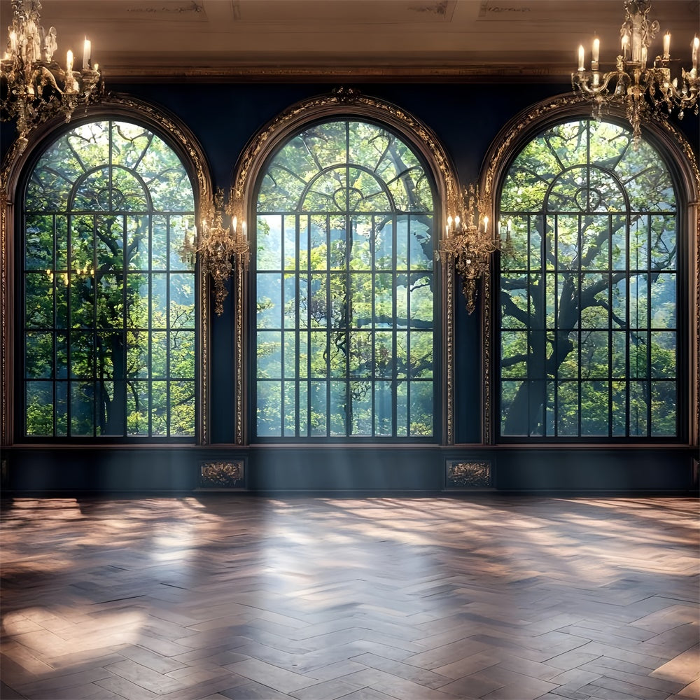 Vintage Wandhintergrund Chateau Manor Bogenfenster Hintergrund CSH2-270
